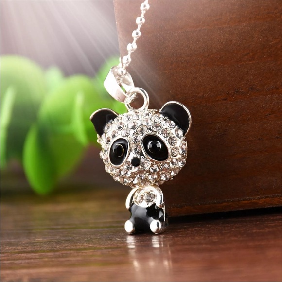 Cute PandaWith Flash Diamond Necklace Trendy Clavicle Chain Temperament Hanging - Picture 3 of 5